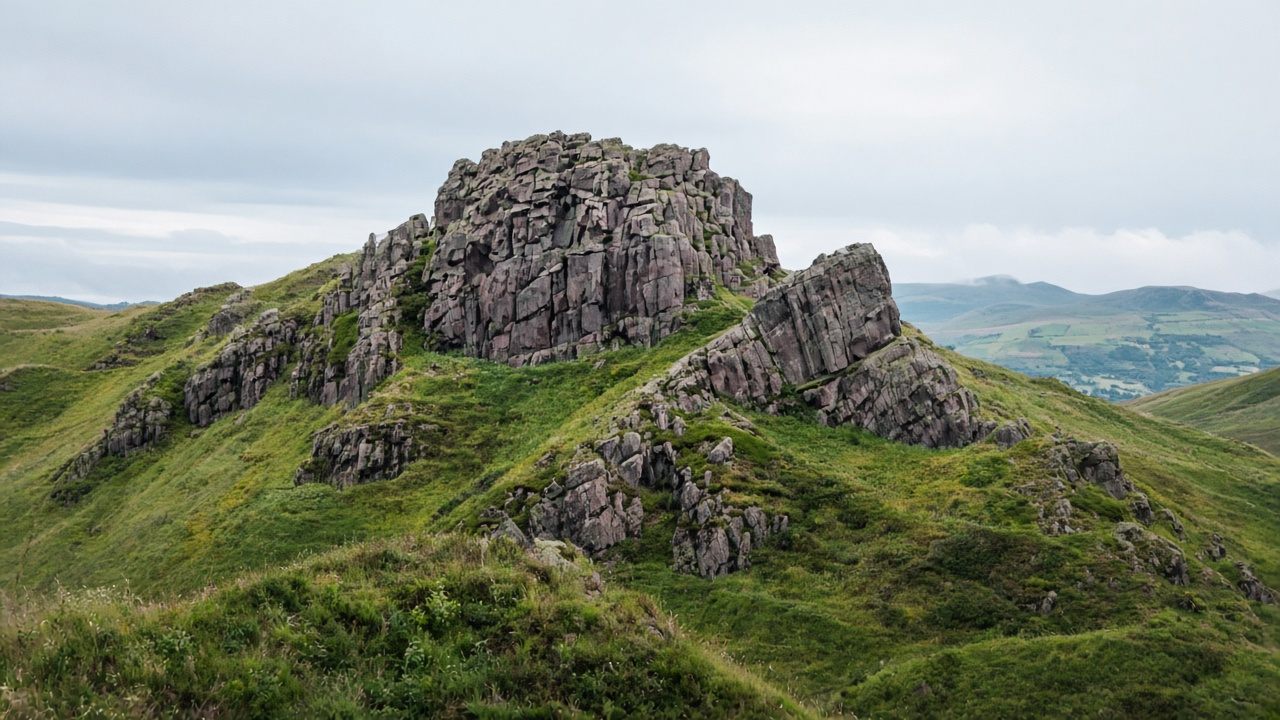 Basaltkuppe der Rhön mit grasbedeckten Hängen