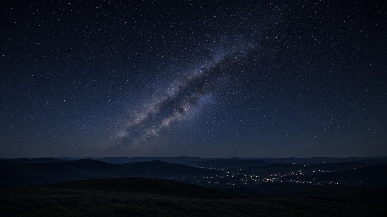 Sternklarer Nachthimmel über den Hochflächen der Rhön