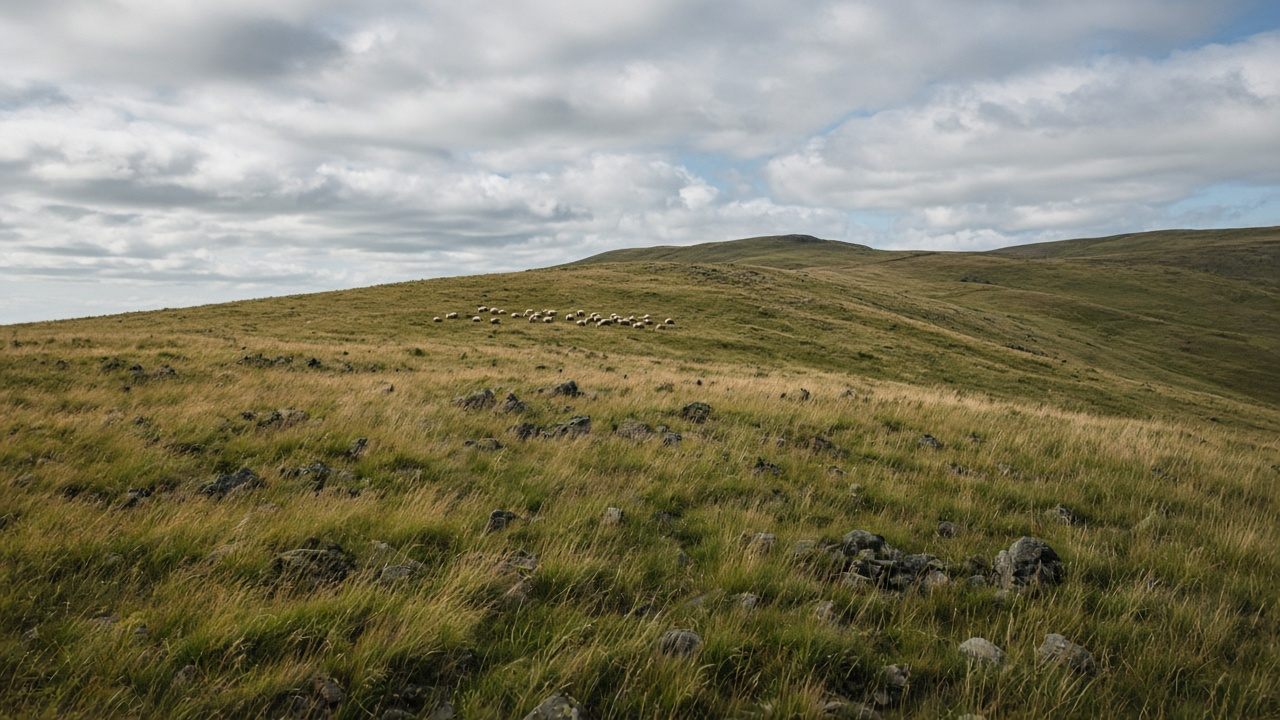 Weite Hochwiesen der Rhön mit Wind und offenem Horizont